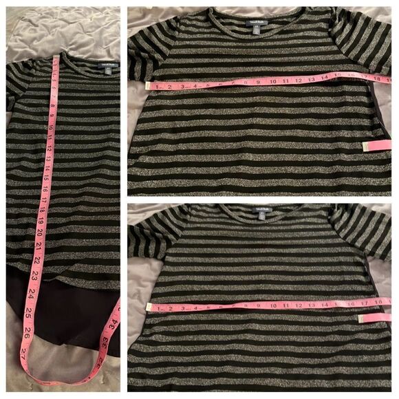 Modcloth You’re Making a Sheen Stripe Metallic Top Sheet Back Black Silver XS - Picture 11 of 12